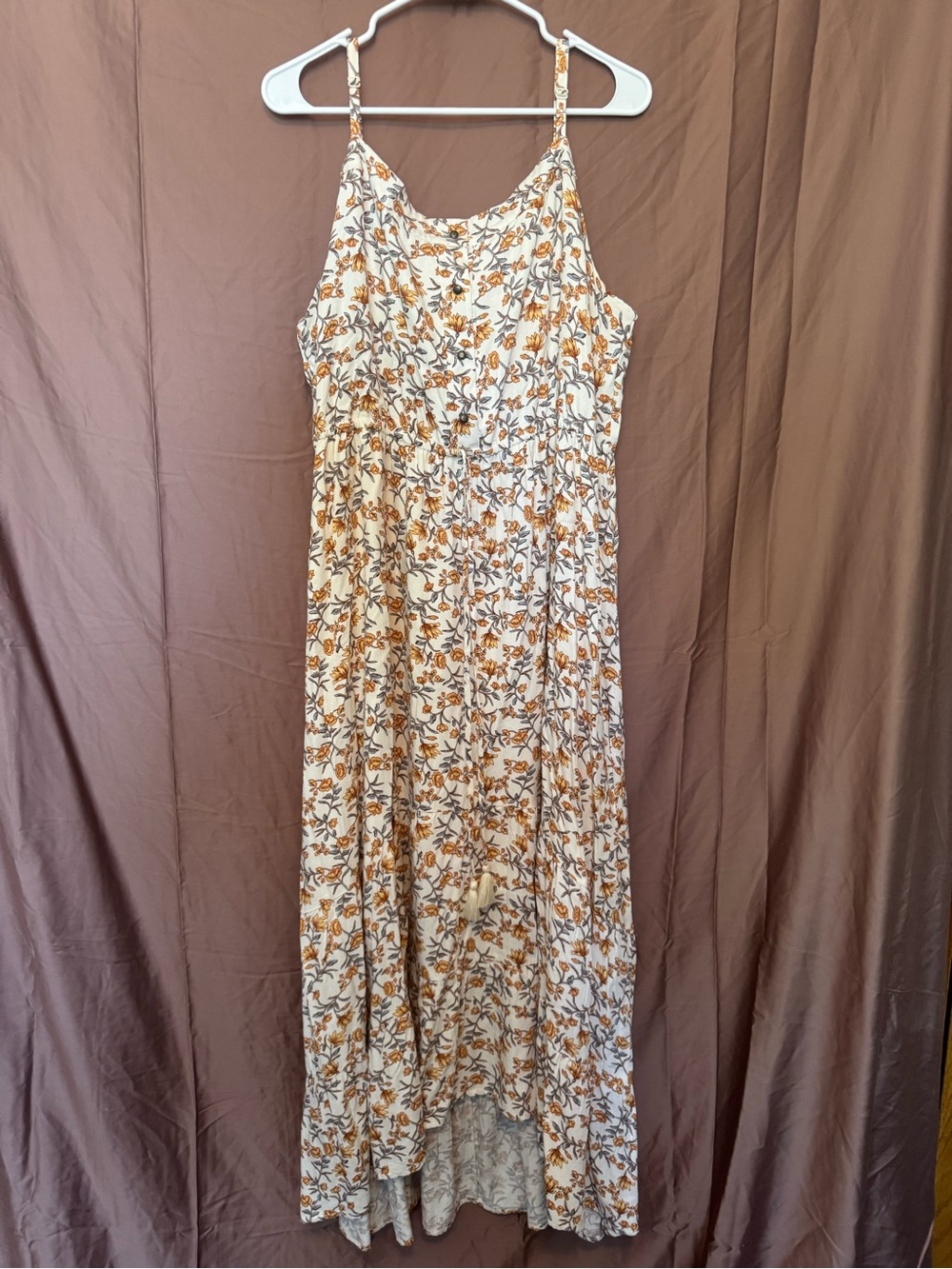 Idyllwind Cream Maxi Dress with Mustard Floral Print
